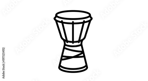 Djembe Drum Icon, African Percussion Instrument, Outline Vector Art