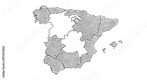 Map of spain with detailed regions and geographic boundaries