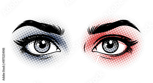 Closeup of human eyes with makeup and detailed iris pattern