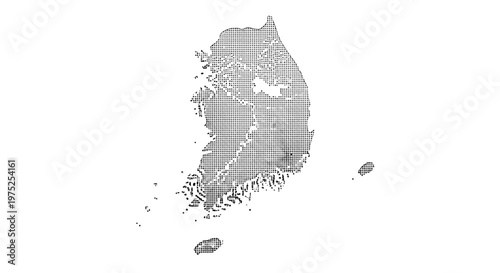 Map of south korea with detailed geographic features and borders