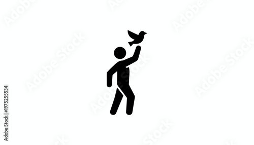 Silhouette of a person walking with a bird flying from their hand, symbolizing freedom and hope.