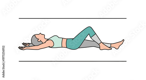 Woman Relaxing on Back, Legs Bent, Arms Outstretched, Peaceful Pose