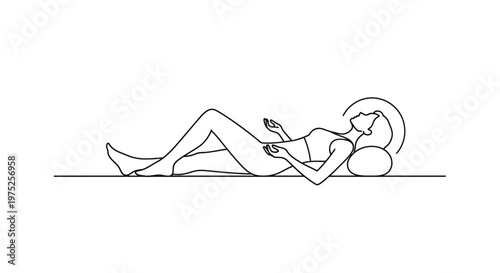 Woman Relaxing on Floor with Pillow Under Head, Peaceful Pose