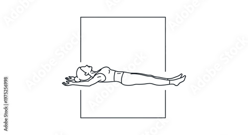 Woman stretching on floor, arms overhead, full body, relaxation, wellness, yoga pose