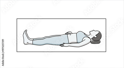 Woman Lying Down Relaxing on Back, Peaceful Pose, Calmness, Yoga Savasana