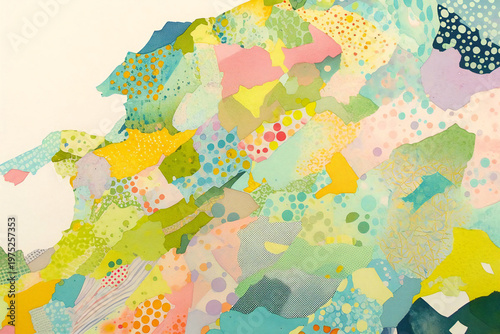 水彩画風の抽象的な背景素材　パステルカラーの円とテクスチャの重なり