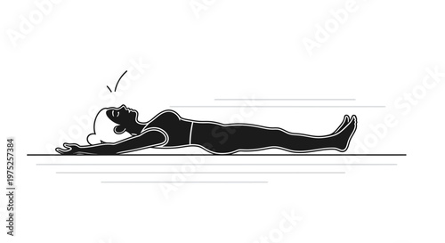 Woman lying on back, arms outstretched, feeling exhausted or relaxed.