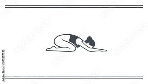 Woman in Child's Pose yoga, relaxing and meditating on white background