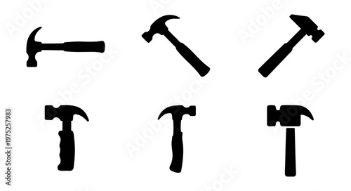 Hammer tool set vector illustration for construction carpenter and handyman projects design needs