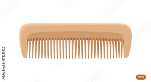 Simple wooden comb for hair styling and grooming isolated on white background