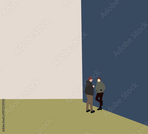 Men talking and relax on street. Urban commute lifestyle. Outdoor activity on holiday vacation.