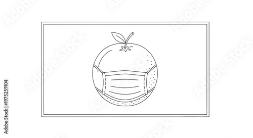 Orange Wearing Face Mask, Covid-19 Protection, Healthy Fruit Concept