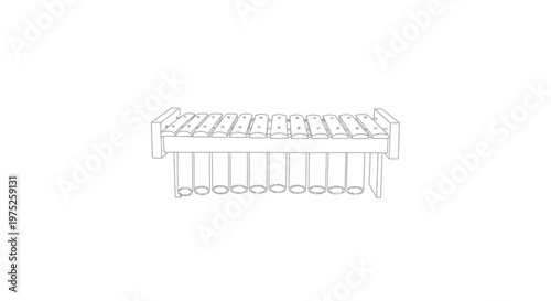 Outline drawing of a xylophone on a white background