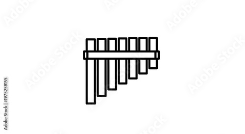 Pan Flute Icon, Musical Instrument, Wind Instrument, Line Art, Simple Design