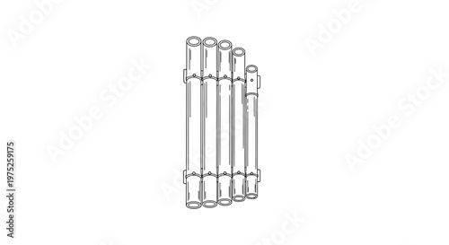 Pan Flute Musical Instrument Line Art Drawing