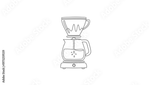 Pour Over Coffee Maker with Dripper and Carafe, Minimalist Line Art