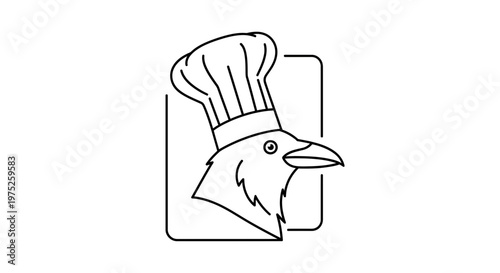 Raven Chef Logo: A Stylized Bird in a Chef's Hat, Emblematic of Culinary Excellence