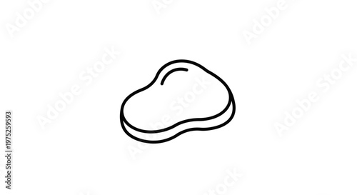 Raw Steak Icon, Minimalist Meat Cut Outline, Simple Food Symbol