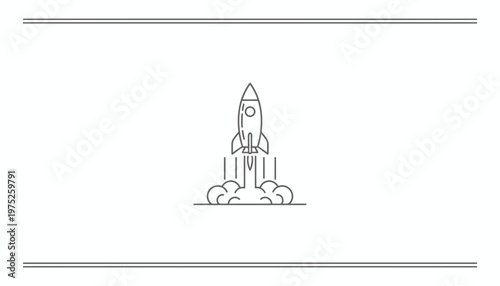 Rocket Launching Into Space with Smoke and Flames, Startup and Innovation Concept