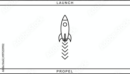 Rocket Launching Upwards with Speed Lines, Representing Startup Growth and Success