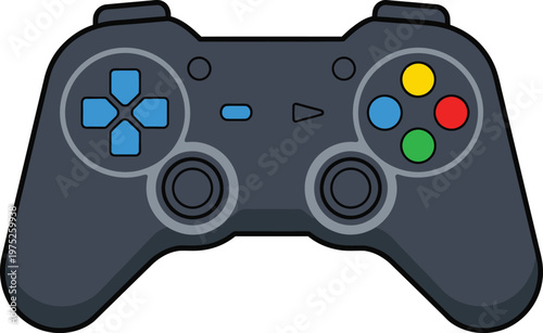 Gray gaming controller colorful buttons flat design for gaming Transparent Background