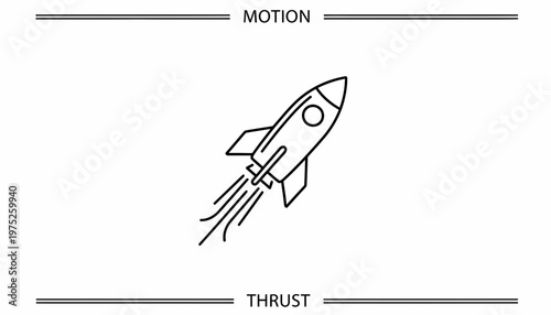 Rocket Launching Upwards with Thrust and Motion Lines