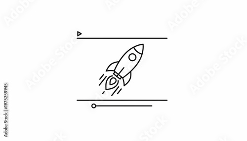 Rocket Launching Upwards, Startup Business Concept, Vector Icon