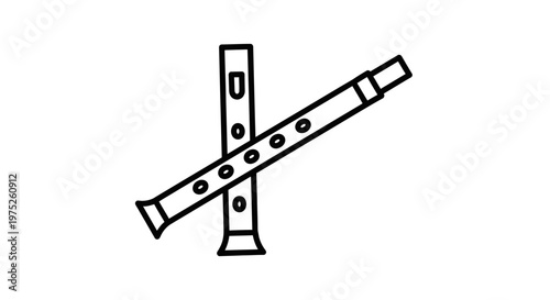 Simple Line Art Icon of Two Recorders, Musical Instruments