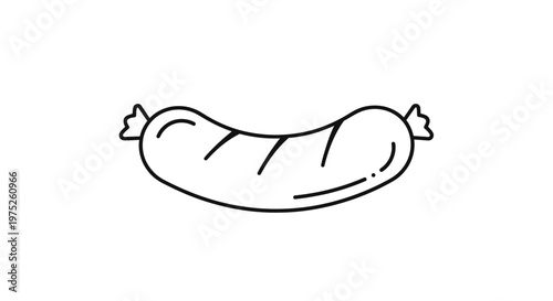 Simple Line Art Sausage Icon, Minimalist Food Graphic