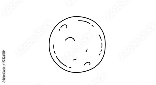 Simple Line Drawing of a Full Moon with Craters