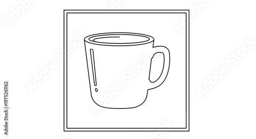 Simple Line Drawing of a Mug, Minimalist Icon for Coffee or Tea