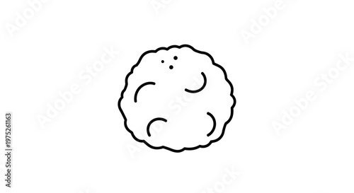 Simple Line Drawing of a Meatball Icon on White Background
