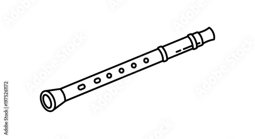 Simple Line Drawing of a Recorder Flute Musical Instrument