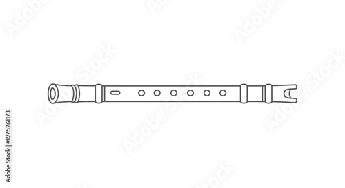 Simple Line Drawing of a Recorder Flute Musical Instrument