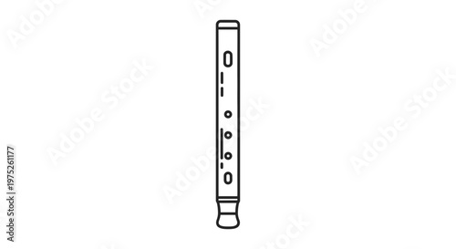 Simple Line Drawing of a Recorder Flute Musical Instrument