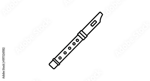 Simple line drawing of a recorder musical instrument, isolated on white background.