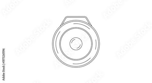 Simple line drawing of a round speaker or speaker cone, graphic resource