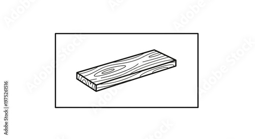 Simple wooden plank, isolated on white background, realistic illustration