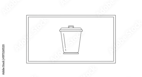 Simple Trash Can Icon Outline Inside a Rectangle Frame