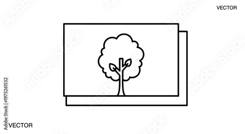 Simple tree icon on two stacked rectangles, vector illustration