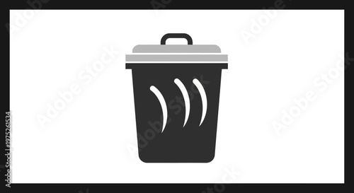 Simple Trash Can Icon, Recycling Bin Symbol, Waste Management Concept