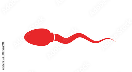 Red sperm icon, symbol of reproduction and life, isolated on white background