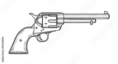 Vintage Revolver Handgun Illustration