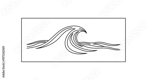 Stylized Wave Illustration - Black and White Line Art