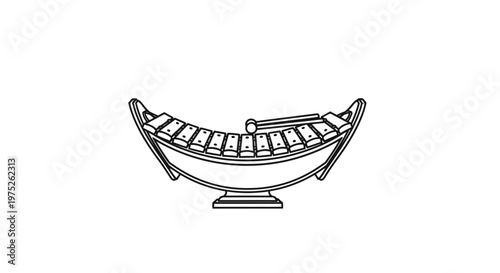 Thai Xylophone, Ranat Ek, Traditional Thai Musical Instrument, Percussion, Line Art