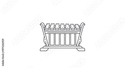 Traditional Indonesian Gamelan Instrument, Outline Drawing of a Metallophone