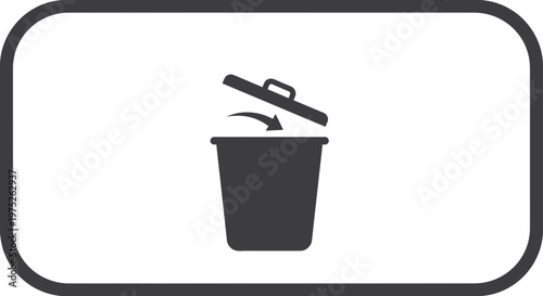 Trash Can Icon with Opening Lid and Arrow, Recycling and Waste Management Symbol