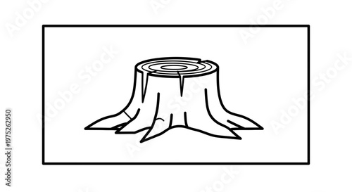 Tree Stump Icon, Cut Wood Log, Forest Remnant, Nature Element