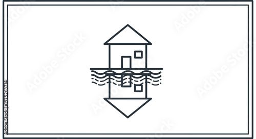 Upside Down House Reflection on Water, Surreal Architectural Concept