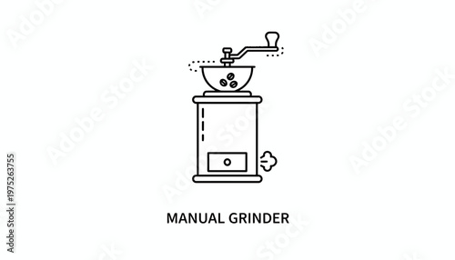 Vintage Manual Coffee Grinder Icon - Retro Kitchen Appliance for Coffee Making